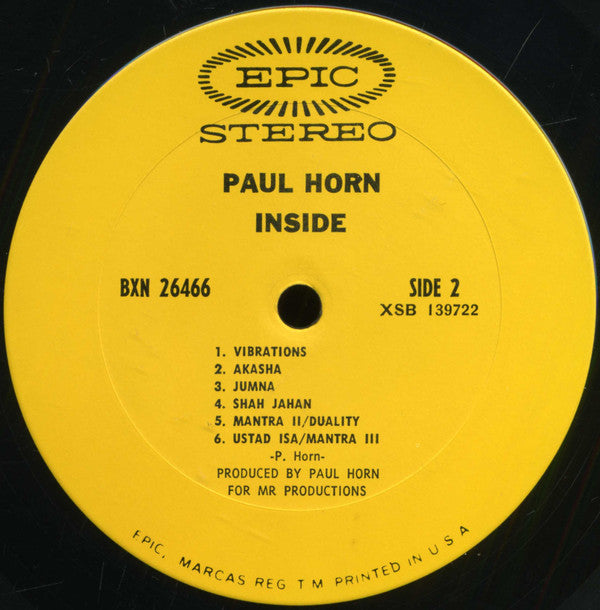 Paul Horn : Inside (LP, Album)