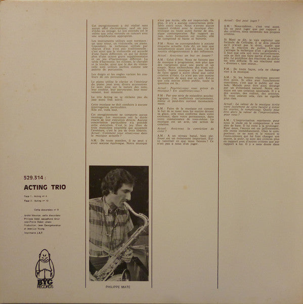 Acting Trio : Acting Trio (LP, Album)