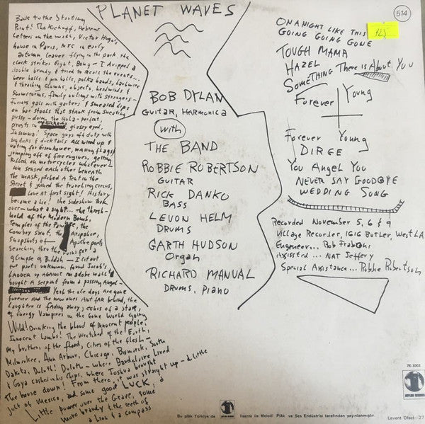 Bob Dylan : Planet Waves (LP, Album)
