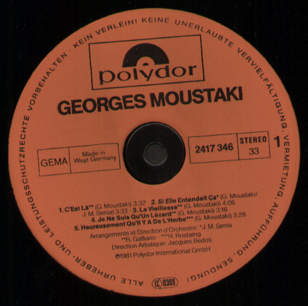 Georges Moustaki : Georges Moustaki (LP, Album, Gat)
