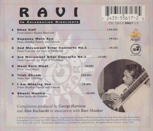 Ravi Shankar : In Celebration Highlights (CD, Comp)