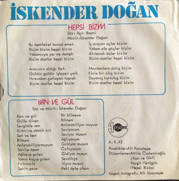 İskender Doğan : Hepsi Bizim / Kan Ve Gül (7", Single)