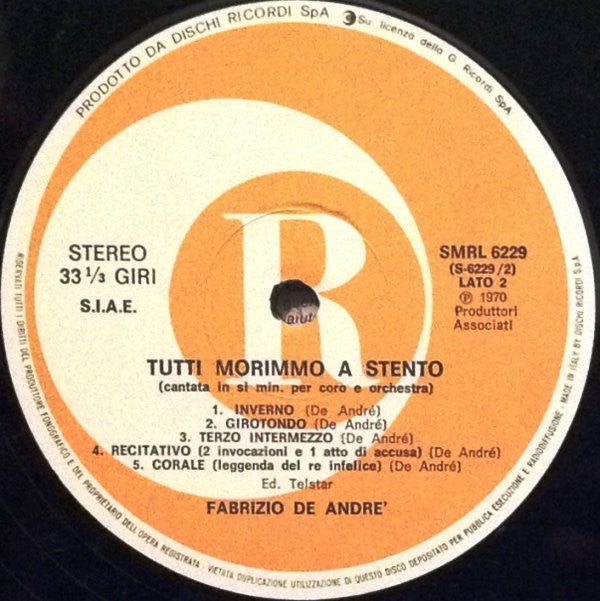 Fabrizio De Andre'* : Tutti Morimmo A Stento  (LP, Album, RE)