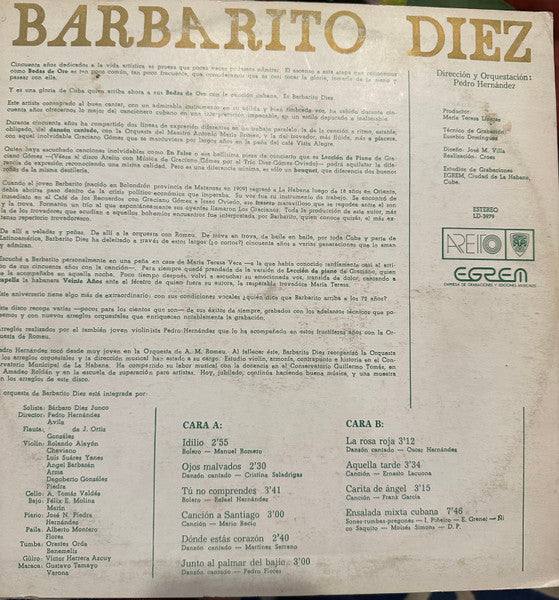 Barbarito Diez : Bodas De Oro (LP, Album)