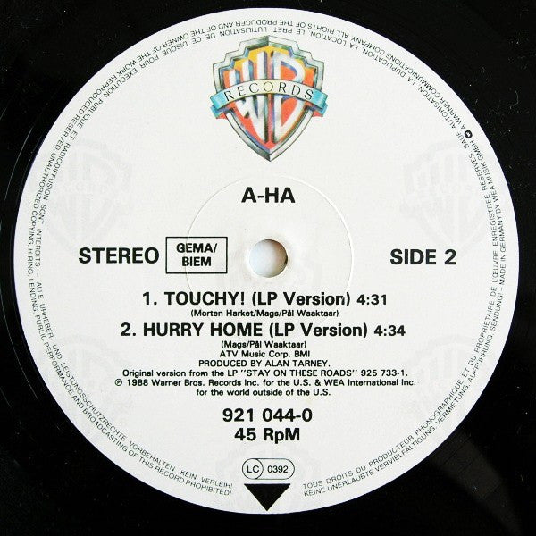 a-ha : Touchy! (Go-Go Mix) (12", Maxi)