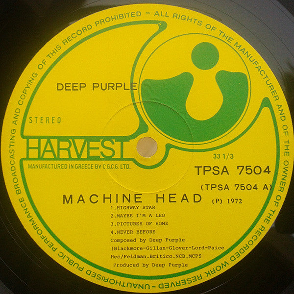 Deep Purple : Machine Head (LP, Album)