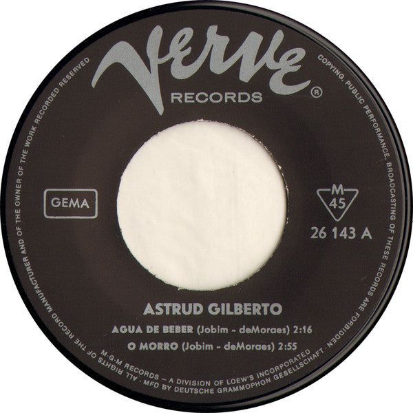 Astrud Gilberto : Agua De Beber (7", EP, Mono)
