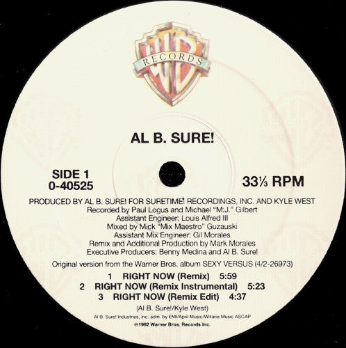 Al B. Sure! : Right Now (12", Maxi)