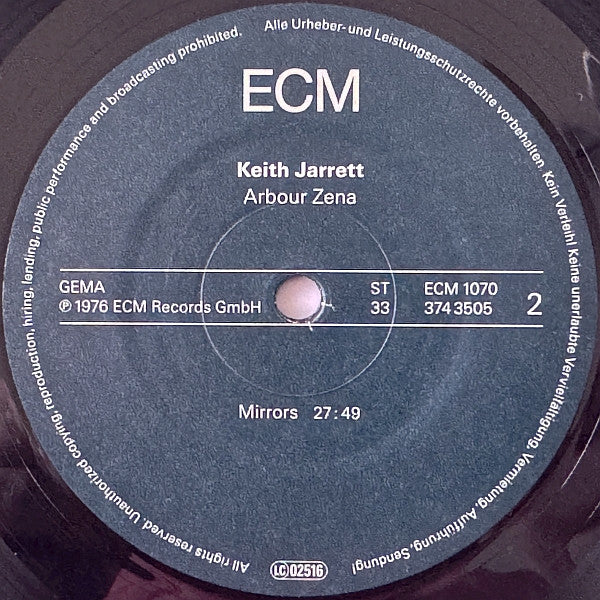 Keith Jarrett : Arbour Zena (LP, Album, RE)