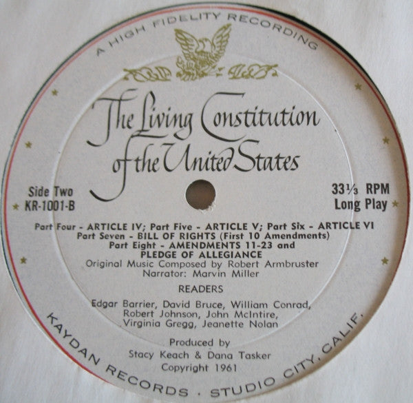 Robert Armbruster & Marvin Miller : The Living Constitution Of The United States (LP, Album)