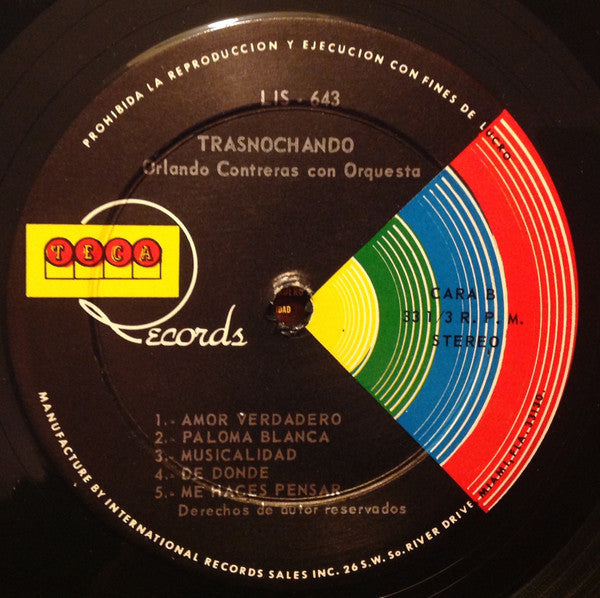 Orlando Contreras Y Orquesta : Trasnochando  (LP, Album)