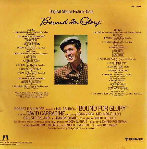 Woody Guthrie / David Carradine / Leonard Rosenman : Bound For Glory - Original Motion Picture Score (LP, Album, Gat)