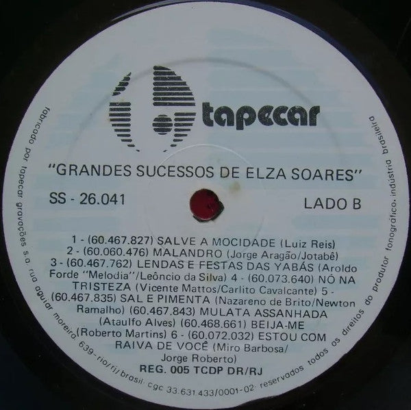 Elza Soares : Grandes Sucessos De Elza Soares (LP, Comp)