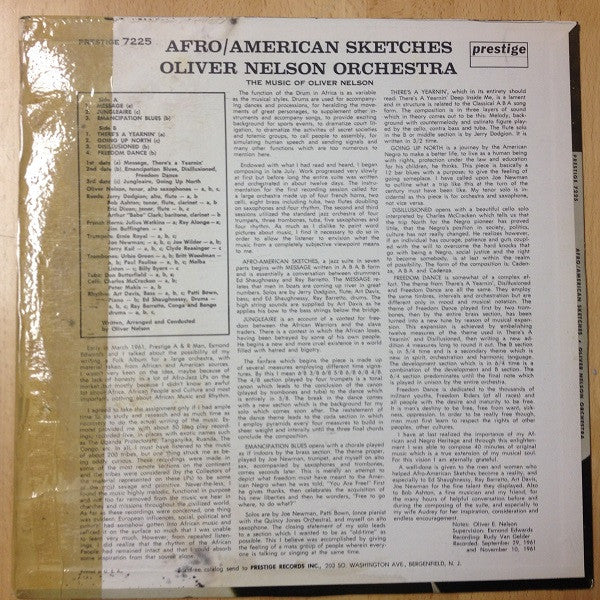 Oliver Nelson And His Orchestra : Afro/American Sketches (LP, Album, RE)