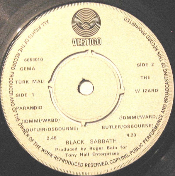 Black Sabbath : Paranoid (7", Single)