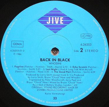 Whodini : Back In Black (LP, Album)