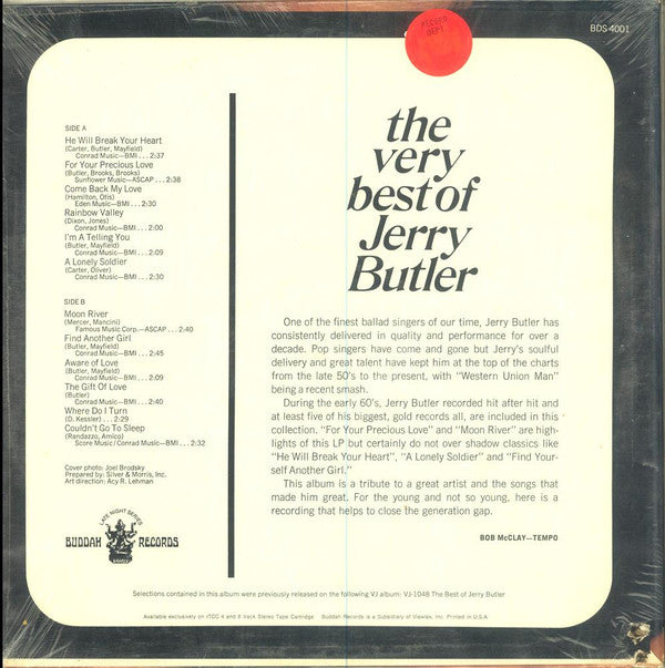 Jerry Butler : The Very Best Of Jerry Butler (LP, Comp, RE, Mon)
