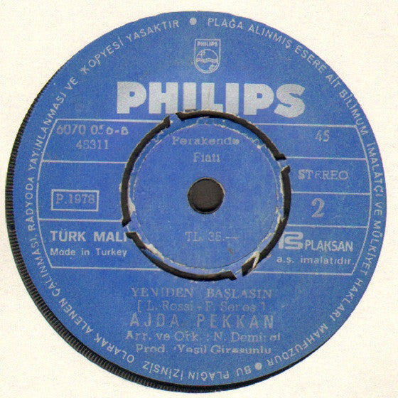 Ajda Pekkan : Ya Sonra / Yeniden Başlasın  (7", Single)