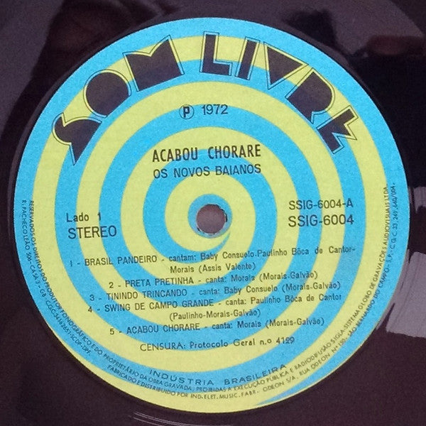 Os Novos Baianos : Acabou Chorare (LP, Album, Gat)