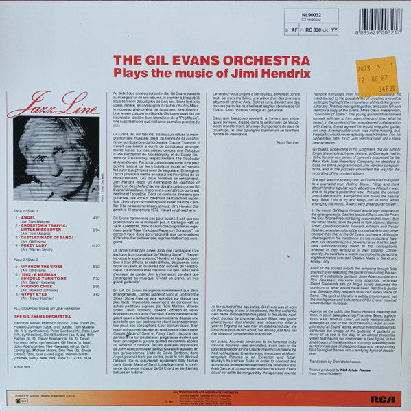 The Gil Evans Orchestra* : Plays The Music Of Jimi Hendrix (LP, Album, RE)