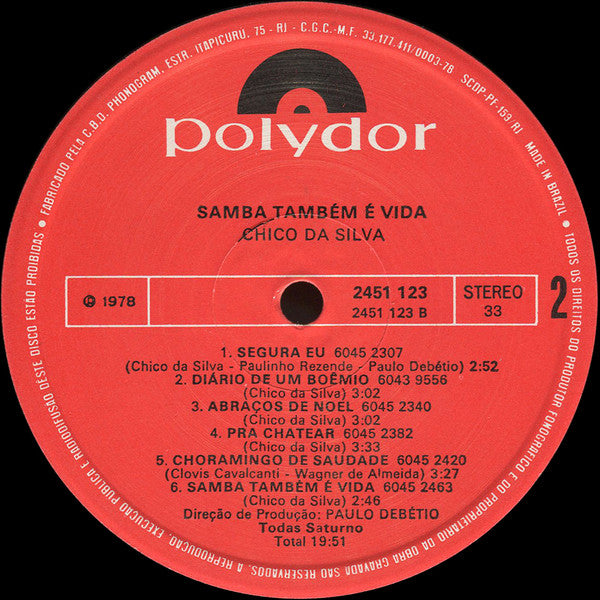 Chico Da Silva : Samba Também É Vida (LP, Album)