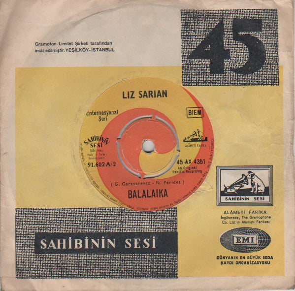 Liz Sarian : Balalaika / Je Me Souviens (7", Single)