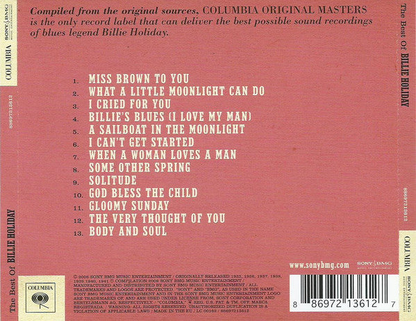 Billie Holiday : The Best Of Billie Holiday (CD, Comp)