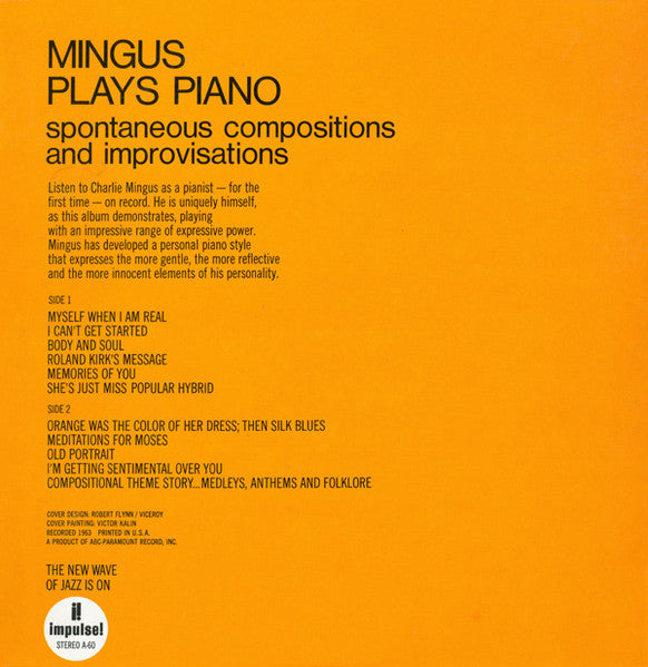 Charles Mingus : Mingus Plays Piano (Spontaneous Compositions And Improvisations) (LP, Album, Gat)