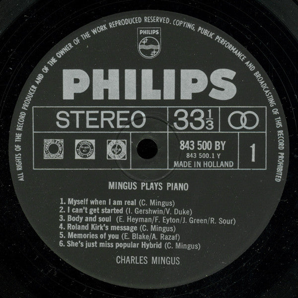 Charles Mingus : Mingus Plays Piano (Spontaneous Compositions And Improvisations) (LP, Album, Gat)