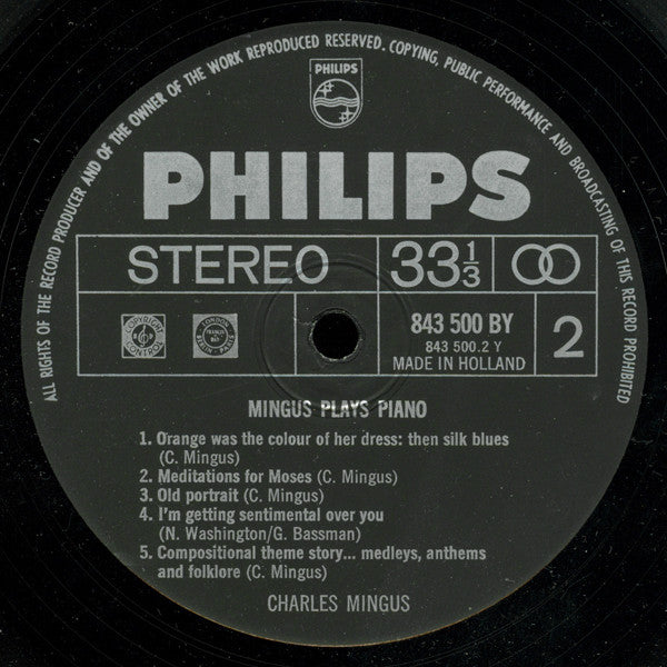Charles Mingus : Mingus Plays Piano (Spontaneous Compositions And Improvisations) (LP, Album, Gat)