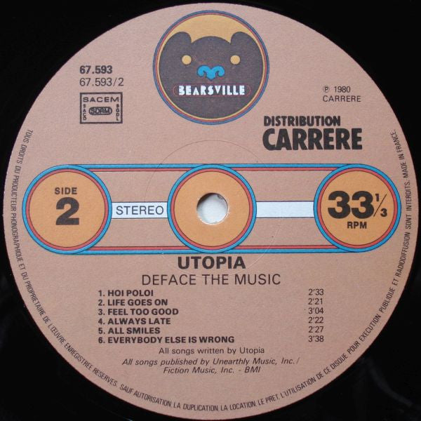 Utopia (5) : Deface The Music (LP, Album)
