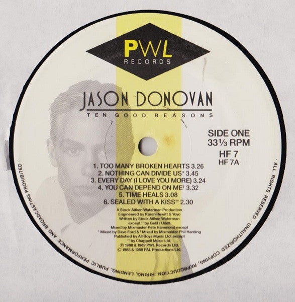 Jason Donovan : Ten Good Reasons (LP, Album)