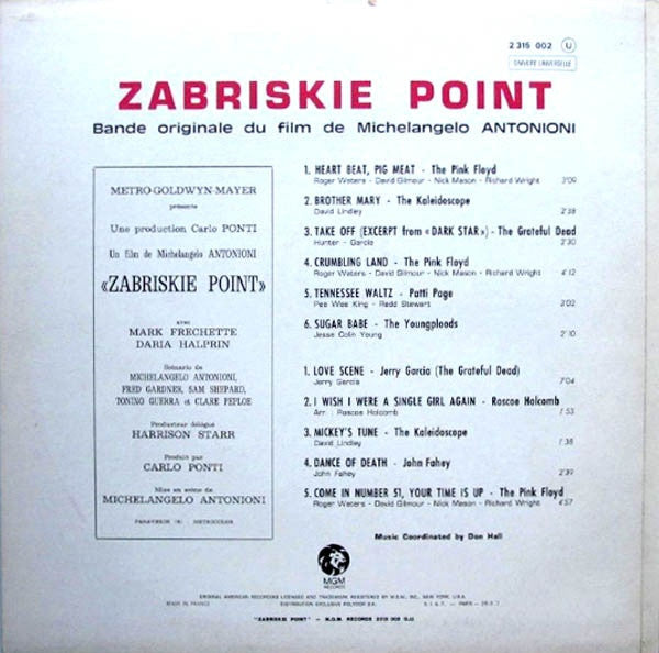 Various : Zabriskie Point (Bande Originale Du Film De Michelangelo Antonioni) (LP, Album)