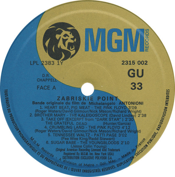 Various : Zabriskie Point (Bande Originale Du Film De Michelangelo Antonioni) (LP, Album)