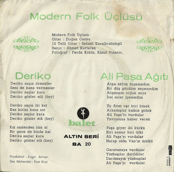 Modern Folk Üçlüsü :  Ali Paşa Ağıtı / Deriko (7", Single)