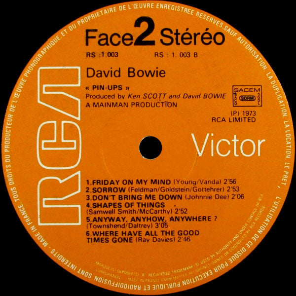 Bowie* : Pinups (LP, Album)