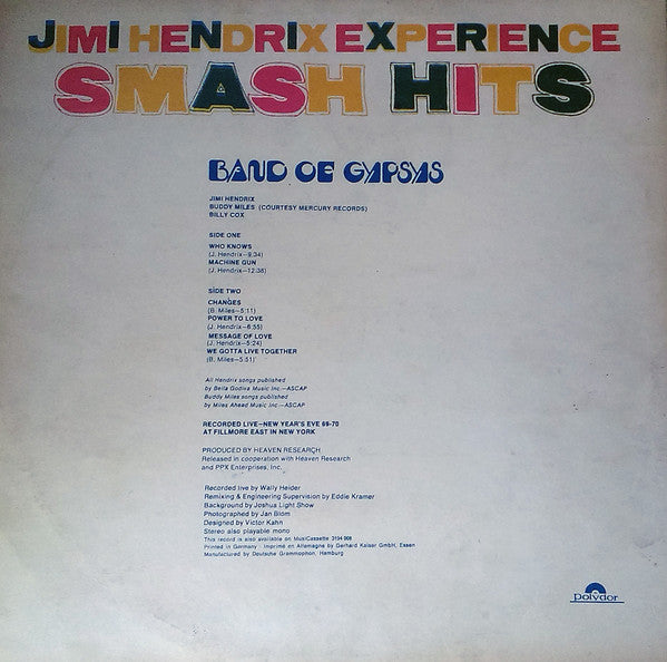 Jimi Hendrix : Band Of Gypsys  (LP, Album)