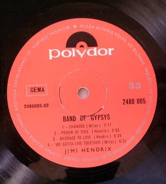 Jimi Hendrix : Band Of Gypsys  (LP, Album)