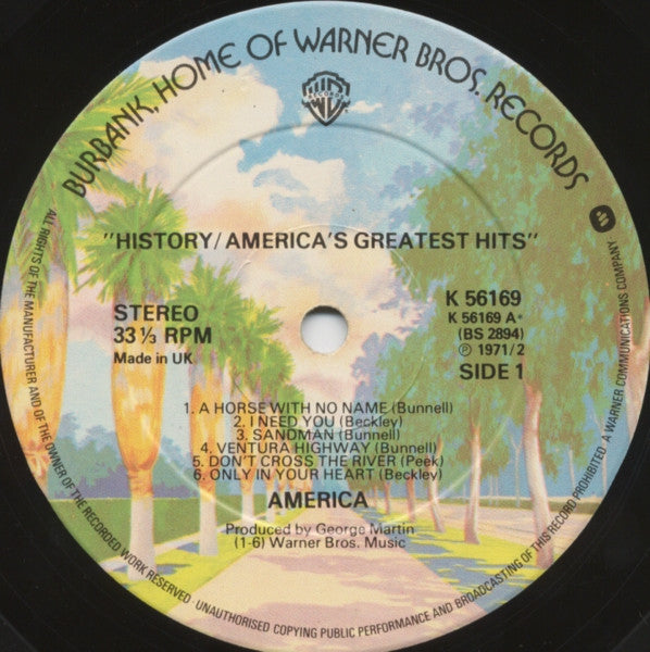 America (2) : History · America's Greatest Hits (LP, Comp)