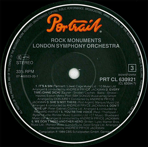 London Symphony Orchestra : Rock Monuments (2xLP)