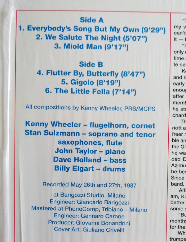 Kenny Wheeler Quintet : Flutter By, Butterfly (LP, Album, RE, 180 + CD)