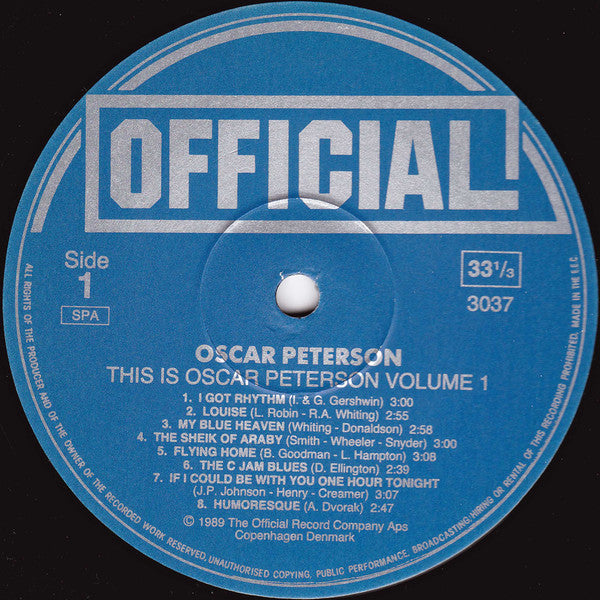 Oscar Peterson : This Is Oscar Peterson At The Piano Volume 1 (LP, Comp)