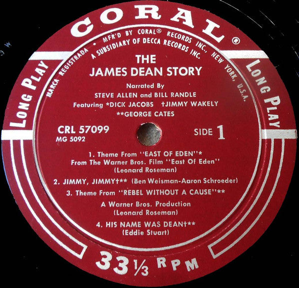 Steve Allen (3), Bill Randle : The James Dean Story (LP, Mono)