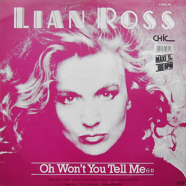 Lian Ross : Oh Won't You Tell Me (12", Maxi)