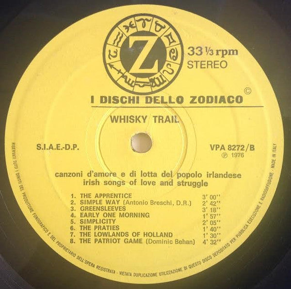 Whisky Trail : Canzoni D'Amore E Di Lotta Del Popolo Irlandese (LP, Album)