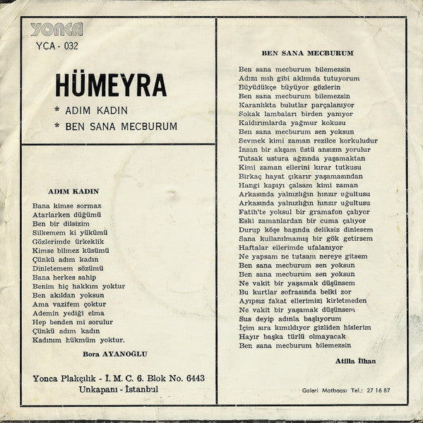 Hümeyra : Adım Kadın / Ben Sana Mecburum (7", Single)