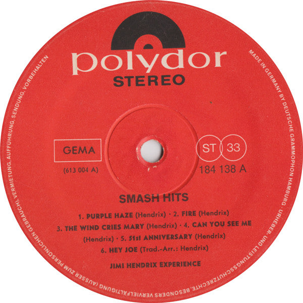 The Jimi Hendrix Experience : Smash Hits (LP, Comp)