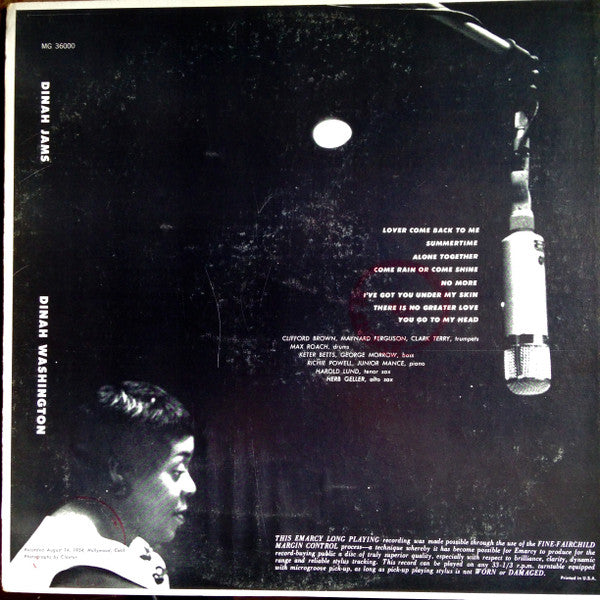 Dinah Washington : Dinah Jams (LP, Album, Mono, RE)