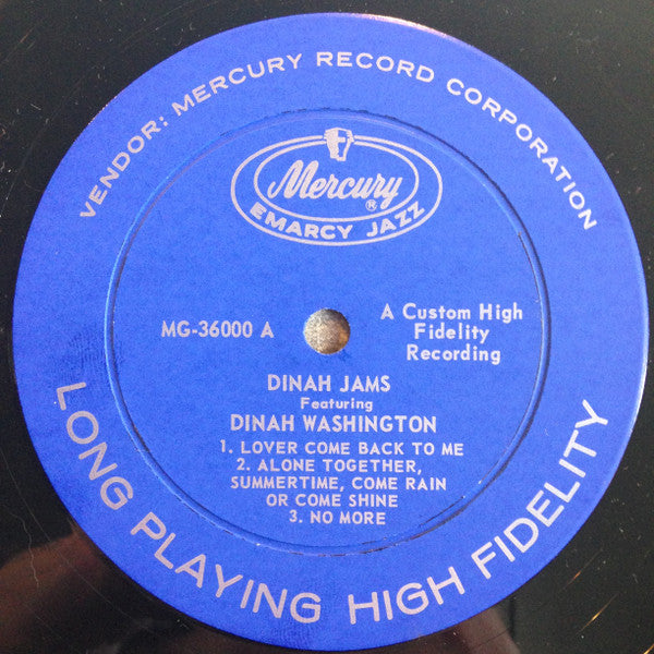 Dinah Washington : Dinah Jams (LP, Album, Mono, RE)