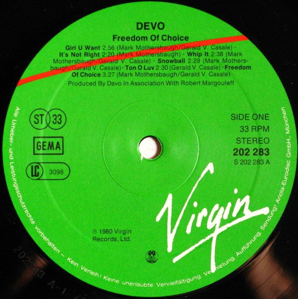 Devo : Freedom Of Choice (LP, Album)